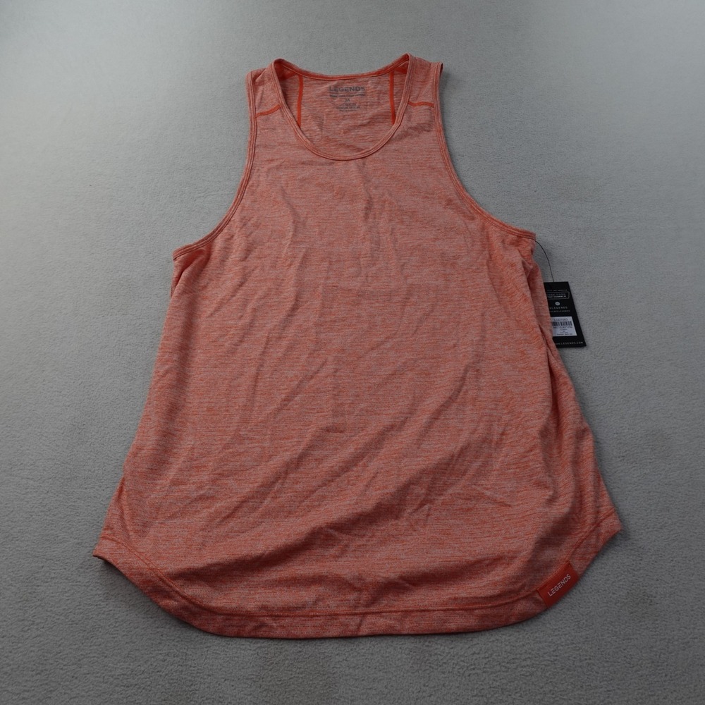 Legends Enzo Tank Shirt Mens Medium Orange Performance Muscle Gym Stretch